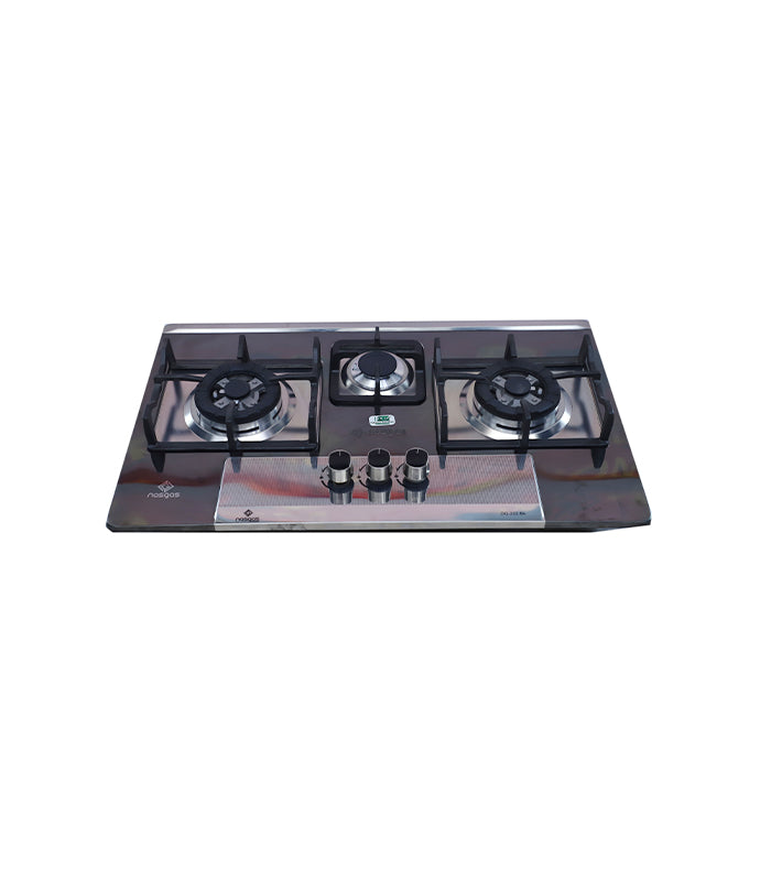 Nasgas 222BK Gas Stove 3-Burners Tempered Glass