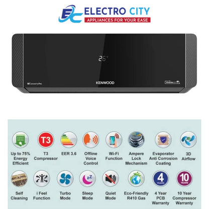 Kenwood KEL-1870S E-Luxury Pro 1.5 Ton T3 Wi-Fi Inverter AC