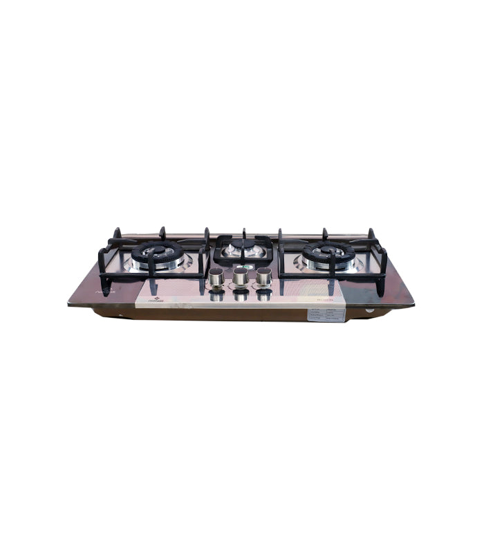 Nasgas 222BK Gas Stove 3-Burners Tempered Glass
