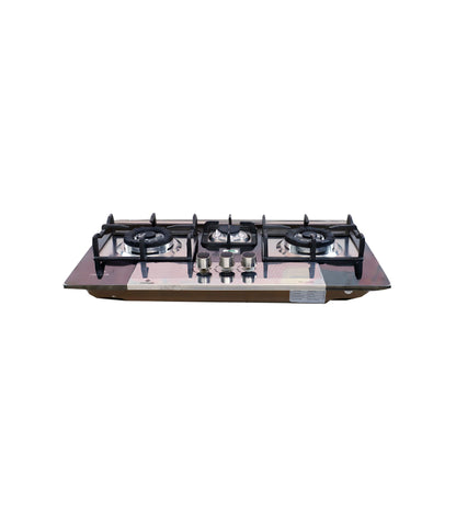 Nasgas 222BK Gas Stove 3-Burners Tempered Glass